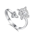 Vito 925 Sterling Silver Adjustable Open Spoon Ring for Women Men, Lotus Sunflower Snake Spoon Band Rings Feather Hug Witches Knot Inspirational Jewelry Gift for Wife - style: Witches Knot-Cubic Zirconia