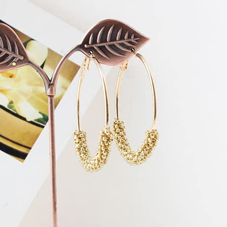 2 Pairs Bohemian Colorful Beads Circle Round Hoop Earrings Gold Hoop Dangle Earrings for Women Vintage Boho Jewelry - color: yellow