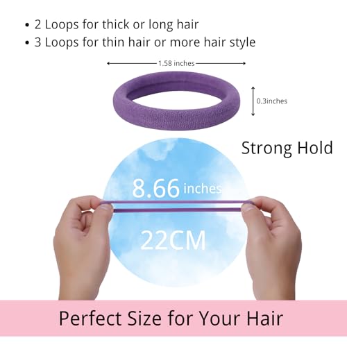 LuSeren 120 Pcs Purple Hair Ties for Women, No Damage Soft Seamless Nylon Hair Elastics for Thick Hair, Ponytail Holders, 3 Gradient Purple Hair Accessories - color: Purple