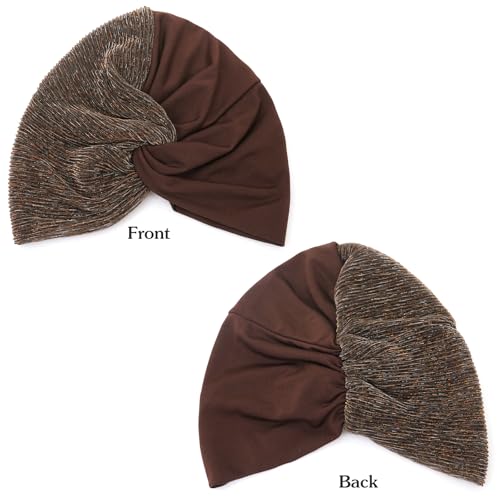 XYIYI Chemo Headwear Turban for Women, Cancer Patients Head Wrap Cover Hat for Hair Loss - color: Coffee