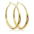 EXGOX Sterling Silver Hoop Earrings - Hypoallergenic, Lightweight, Chunky, 14K Real Gold Plated, Big Large Hoops for Women - color: Chunky&Gold hoop 70mm