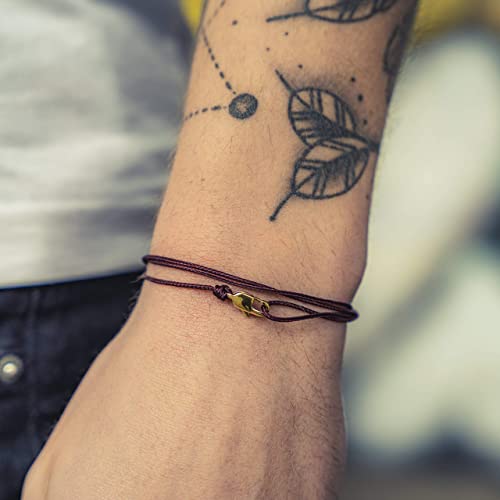 Made by Nami Nautical Rope Bracelet for Men Waterproof & Adjustable Wrap String Bracelets with Snap Hook Gift for Him - color: Ruby Red Gold