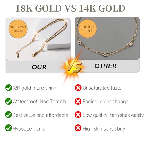 Gold Anklets for Women Gold Ankle Bracelets for Women Waterproof 18K Non Tarnish Beaded Plus Size Beach Stainless Steel Gold Plated Womens Anklet Jewelry