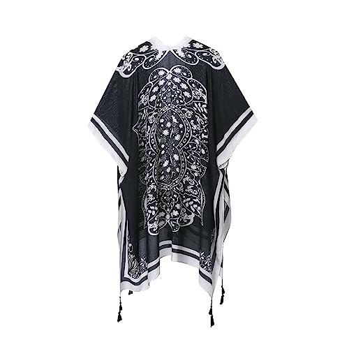 Kimonos for Women Casual Swimsuit Coverup Lightweight Boho Kimono Cardigans for Summer - color: Mystery Black