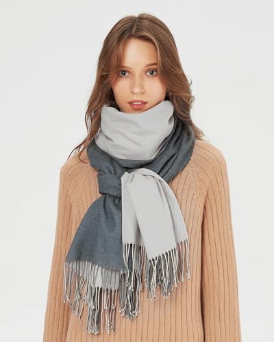 maamgic Women's Winter Scarf Soft Warm Scarf for Women Cozy Shawl Wraps for Women Lightweight Pashmina Style Wrap - color: Dark Gray and Grey