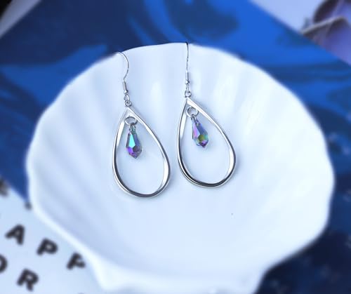 Rhodium Plate 925 Sterling Silver Hook Twist Leaf Holiday Hypoallergenic Dangle Earrings for Women Gifts Engagement Wedding with Austrian Daiamond Cut Waterdrop Crystal Hight Polished Long :1.9 IN - color: Dark color