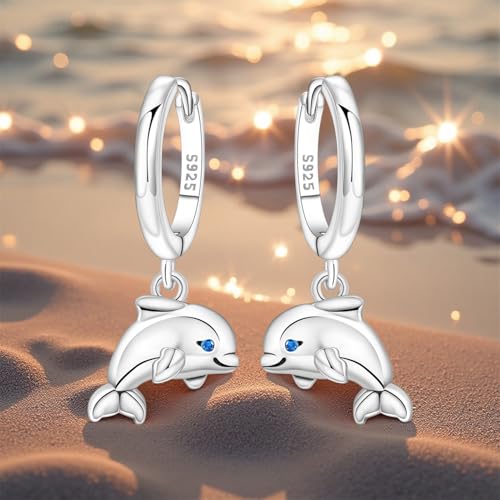 925 Sterling Silver Dangle Earrings for Women, Butterfly&Bee Animals Design, Hypoallergenic Jewelry gifts - color: Dolphin Earrings