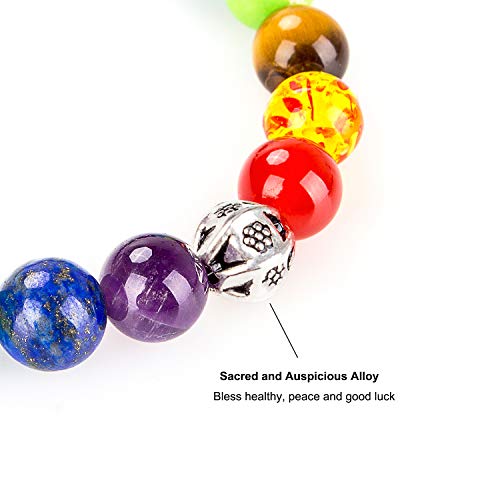 108 Mala Beads Necklace 7 Chakra Buddhist Prayer Beaded Bracelet Tree of Life Pendant Stone Yoga Necklace - color: Amethyst-Lotus-Tree