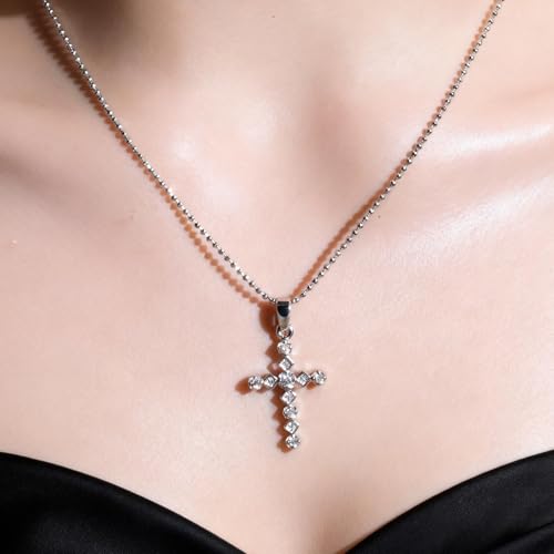 14K Gold Plated Cross Pendant Necklaces for Women Trendy, Dainty Choker CZ Cross Necklace Non Tarnish,Simple Tiny Cross Necklace for Jewelry Gifts - style: Cubic Cross-Platinum