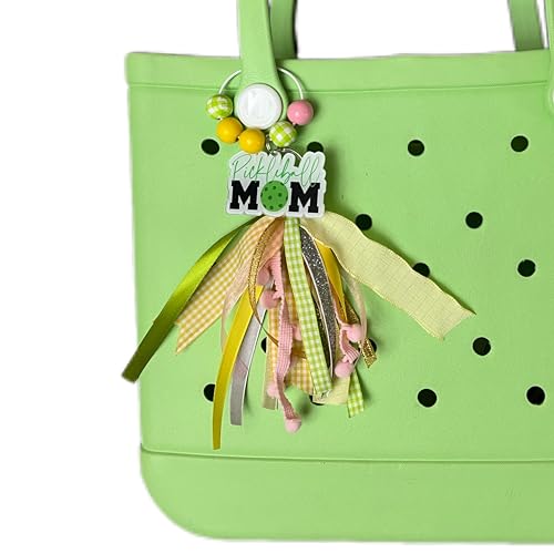 Baseball Softball Soccer Football Volleyball Sports Mom Charms for Bogg Bag Accessories Tassel Backpack Gifts - style: Pickleball Mom