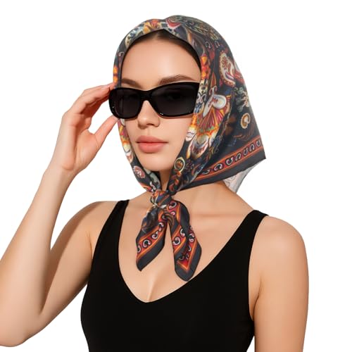 RIIQIICHY Women Head Hair Scarf Like Satin Silk Scarf Sleeping Hair Wrapping Night 27.5" - color: C009