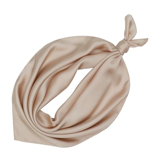 vimate Head Scarf for Women Hair 27'' Square Satin Silk Feeling Bnadana Neck Scarf Handbag Accessories Etc - color: C84#. Apricot