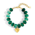 Chunky Beaded Bracelets for Women Boho Multicolor Acrylic Resin Beads Bracelet Adjustable Statement Bracelet Summer Beaded Jewelry - color: Heart beads bracelet-green