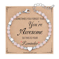 TONY & SANDY Tiny Beaded Bracelets for Women, Sometimes You Forget You're Awesome Gift, Unique Gifts for Women, Mom, Daughter, Wife, Coworker, Best Friend, Bestie, Granddaughter - style: Rose Quartz