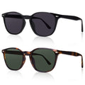 DrRelax Retro Sunglasses Womens Trendy Round Polarized Shades Sun Glasses - color: 2 Pack-black/Tortoise Greyish Green