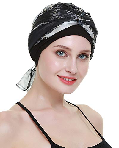 Chemo Headwear Turbans for Women Long Hair Head Scarf Headwraps Cancer Hats - color: Flower Star