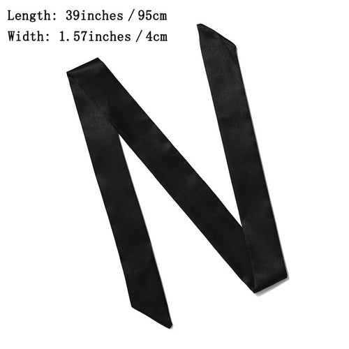10 Pcs Long Thin Small Skinny Scarf Satin Neck Tie Ribbon Choker for Women Girls - color: Black