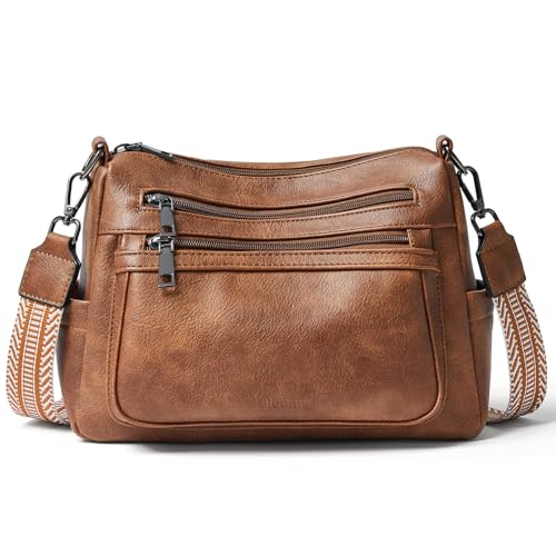 Bluome Crossbody Purses for Women, Medium Large Faux Leather Crossbody Bags Lightweight Sling Bag Shoulder Handbags - color: Brown, size: Medium 7L