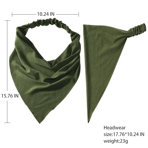 Vercret 6 Pack Hair Scarf Headband for Women Elastic Bandana Head Scarf Large Boho Triangle Kerchief with Clips Non Slip Scarves - color: Q Dark Colors