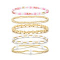 Dainty Gold Plated Pearl Crystal Beaded Bracelets Set for Women 14K Gold Plated Bead Pearl Beads Bracelet Stackable Paperclip Link Chain Bracelets Gold Plated Bracelets for Women Trendy Jewelry - color: Style4-gold bracelets set3