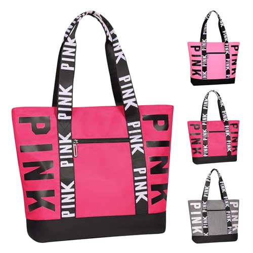 Boomistry Travel Tote Bag for Women, Large Waterproof Beach Bag for Daily | Large - color: Rose Red
