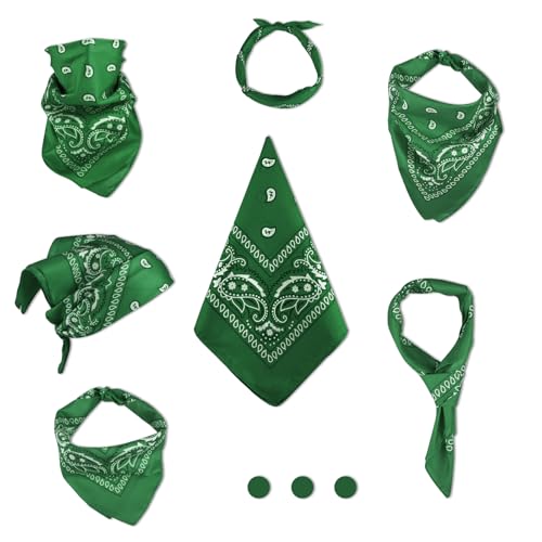 NACHLYNN 10/20pcs Paisley Bandanas Assorted Bandanas Cowboy Polyester Headbands Square Scarf Headwear - color: Green