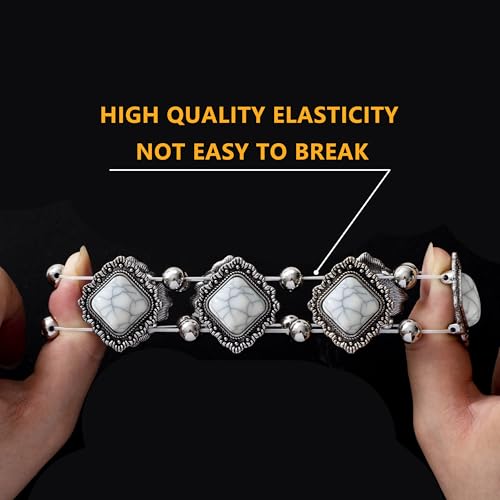 Turquoise Beaded Stretch Bracelets Bohemian Stackable Bracelets Y2K Summer Beach Bracelets Jewelry for Women - color: White