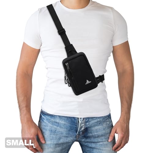 Peicees Small Crossbody Bag for Men Women Mini Sling Bag Travel Running Phone Daypack Cross Body Shoulder Bags, 2 Sizes, Mini Black - color: Black, size: Mini