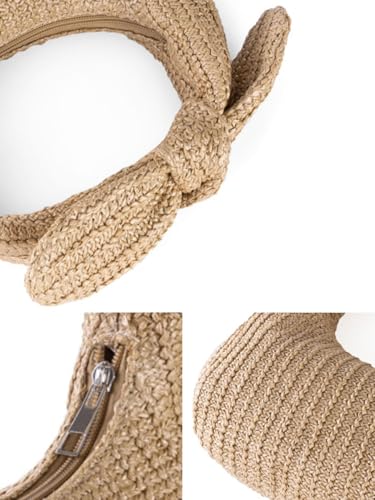 Huralona Women Straw Woven Clutch Purse Pleated Handbag for Summer Beach Vacation Straw Shoulder Crossbody Bag - color: Black4