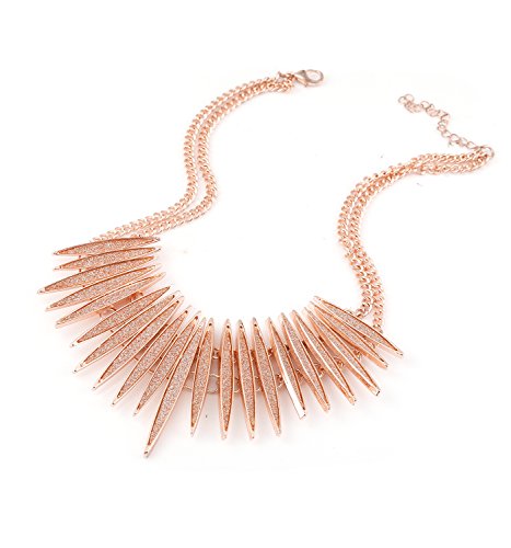 MOLOCH Sparkling Druzy Leaf Choker Necklace Fashion Gold-Tone Collar Necklace Bib Statement Chunky Tribal Necklace Woman Jewelry - color: rose gold