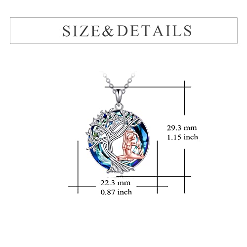 YFN Tree of Life Necklace Sterling Silver Crystal Jewelry Graduation Birthday Gifts for Women - color: Yoga