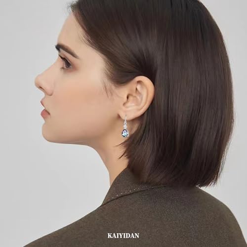 Silver Dangle Earrings For Women Trendy,Boho Cute Drop Western Earings,Vintage Gothic Ethnic Statement Beach Vacation Long Earrings with Leaf Teardrop Turquoise Crystal Tassels,Fashion Jewelry Birthday Gift. - color: A61) Blue Crystal Teardrop