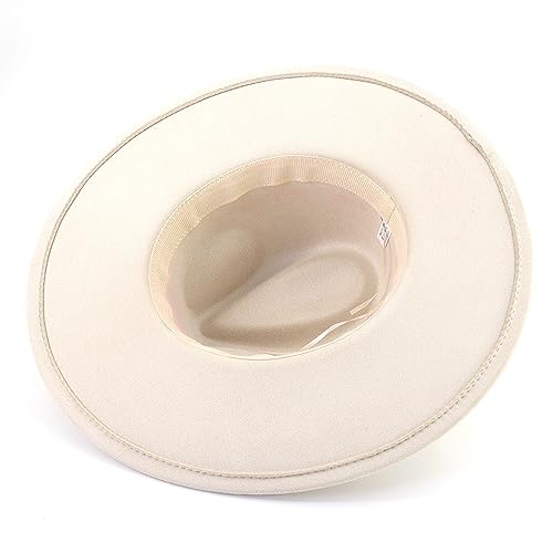 LIDHAY Big Wide Brim Fedora Hats for Women Men Western Suede Hat Panama Hat Outdoor Hats - color: Beige