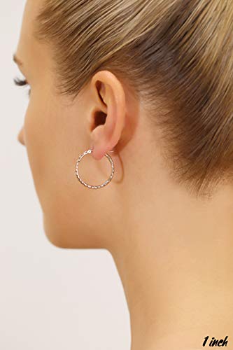 14k Rose Gold X-pattern Diamond-cut Round Hoop Earrings - style: 25mm