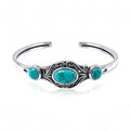 Genuine Turquoise Bracelet Cuff Bracelet for Women Mom 925 Sterling Silver Natural Turquoise Bangles Vintage Bracelet Boho Jewelry for Birthday Christmas Mother's Day Valentine's Day - style: Leaf 2