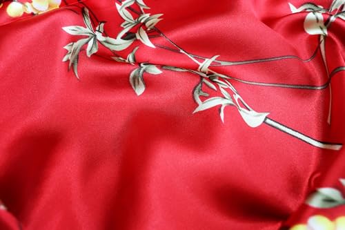 vabovin Satin Head Scarf for Women Silk Like Hair Scarf, 35 x 35 in | Silk Feel Fabric, Hair Wrap for Sleeping, Headscarf and Neck Scarf, Square Bandana Style, Fashion Accessory - color: 039 Red Peony