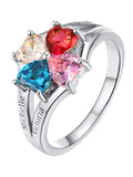 Custom4U Personalized 1-4 Birthstone Rings for Women Promise Rings for Her Sterling Silver Mothers Ring Customized Cubic Zirconia Stones Wedding/Valentine's Day/Mother's Day Jewelry Gift for Mom Wife - color: A-4 Names-Silver