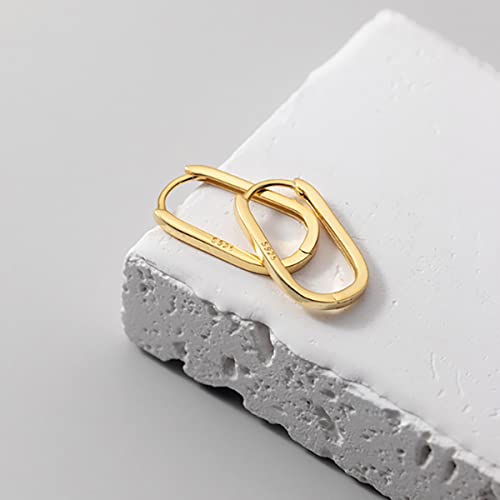 Reffeer 925 Sterling Silver U Hoop Earrings for Women Teens Minimalist Square Hoop Earrings U Huggie Earrings - color: B-Yellow