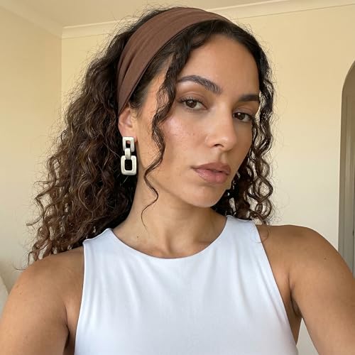 MUYAN Gold Silver Geometric Drop Dangle Earrings for Women Brushed Link Square Dangle Earrings Trendy Jewelry - color: B Brushed Silver