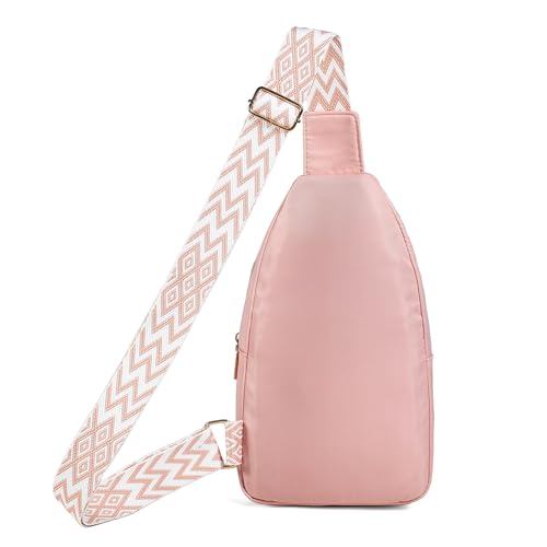 Xsecnua Crossbody Sling Bag Small Sling Backpack, Cross Body Bag Chest Bag for Women Men Travel Hiking Daypack - color: D-pink
