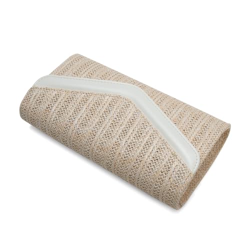 Straw Clutch Purse for Women Envelope Clutch Handbags for Summer Beach Evening Shoulder Crossbody Bag - color: Beige