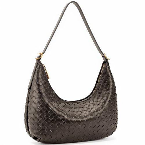 Shoulder Bag Handbag for Women Crossbody Tote Bags Woven Purse Clutch Women's Medium Underarm Hobo With Pocket Large - color: Dark Gray