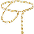 YooAi Chain Belts Leather Waist Belt for Women Layered Metal Chain Belt - size: XL/2XL: fits waist from 41"-46", style: White