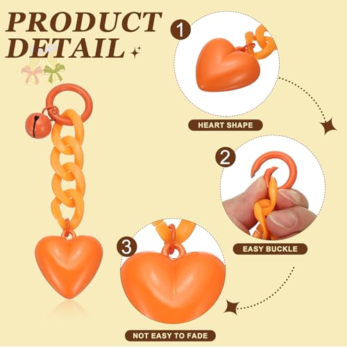 PATIKIL Cute Heart Keychain for Women, Heart Purse Charm Bag Charm Accessories for Handbag Car Purse Backpack - color: Orange