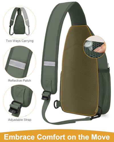 Pritent Crossbody Bags for Women Man, Waterproof Sling Bag Backpack Trendy Casual Cross Body Bags with Convertible Shoulder Strap Chest Bag for Camping Hiking Travel Essentials (Wine, Medium) - color: Green, size: Medium
