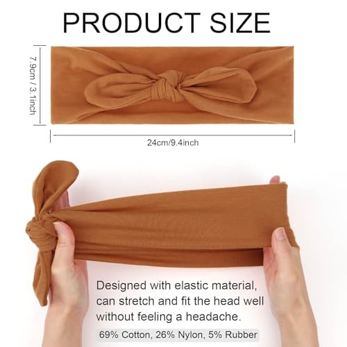 DRESHOW 8 Pack Headbands for Women Yoga Knotted Headbands Elastic Criss Cross Hair Accessories Sports Head Wrap Non Slip - color: 8 Pack: Rabbit Ears Bow B