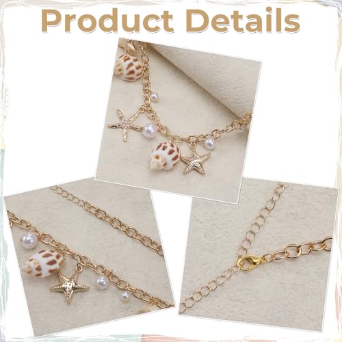 Starfish Seashell Waist Chain Adjustable Boho Mermaid Pearl Body Chain Fashionable Summer Beach Belly Jewelry Gold Bikini Belt Accessories for Women