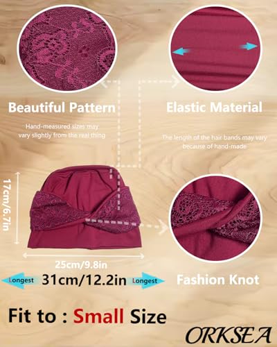 Chemo Headwear for Women Knot Beanies with Stretch Elastic Turbans Soft Cancer Hats Head Coverings Scarf Headwraps - color: Red Flower