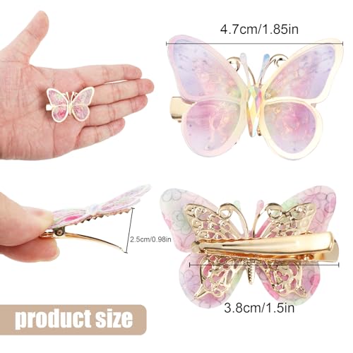 18Pcs Rhinestone Butterfly Hair Clips for Teens Women, Y2K Glitter Hair Jaw Clips, Cute Headwear Gifts for Wedding and Back to School Gold Edges - color: Golden Style