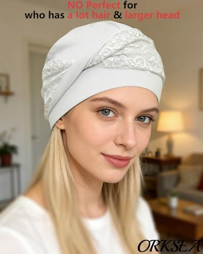 Chemo Headwear for Women Knot Beanies with Stretch Elastic Turbans Soft Cancer Hats Head Coverings Scarf Headwraps - color: White